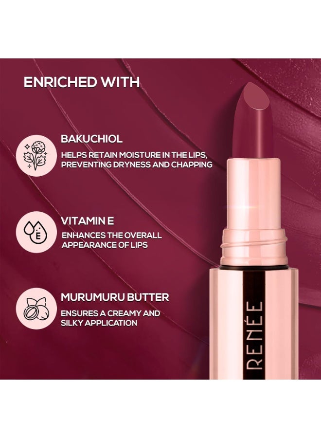 RENEE Everstay Matte Lipstick - Berry Blaze, Long Stay, Hydrating & Non-Drying, Smudge & Transfer Proof, Lightweight, Intense Pigment, Full Coverage, Vitamin E Infused, for All Occasions, 4.2g - Image 2
